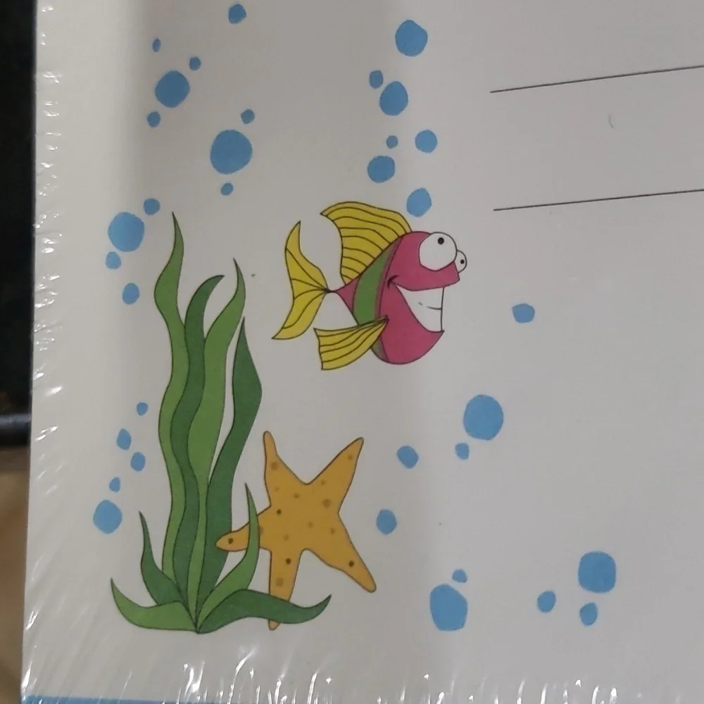 SALLY Foster Thank You Notes 12 Self Mailing Notecards Sticker Sheet Seals Fish